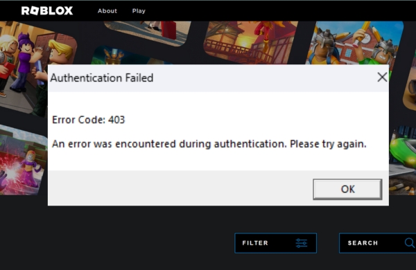 Roblox authentication failed error code 403