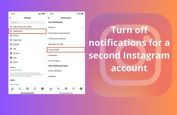 Turn off notifications for a second Instagram account